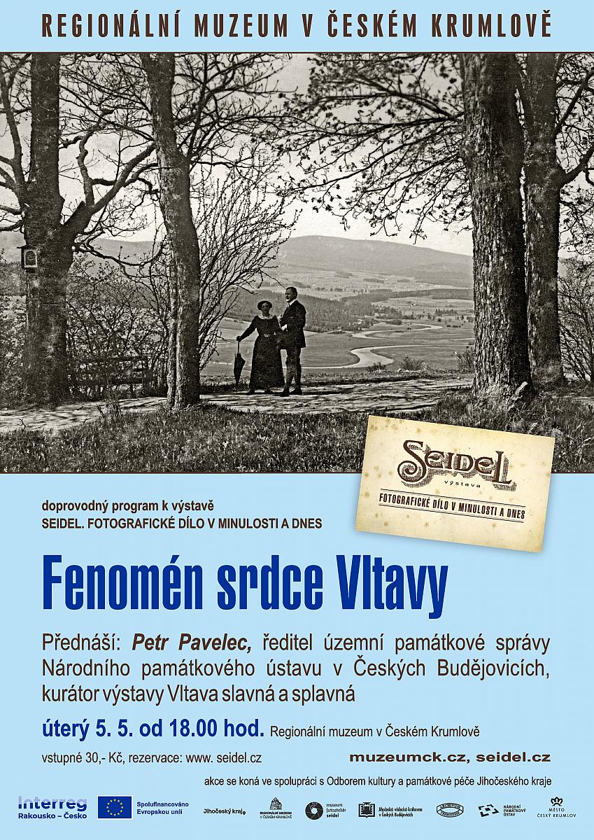 Fenomén srdce Vltavy, Přednáška Petra Pavelce z NPÚ doprovozená fotografiemi z ateliéru Seidel - plakát